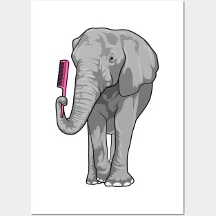 Elephant as Hairdresser with Comb Posters and Art